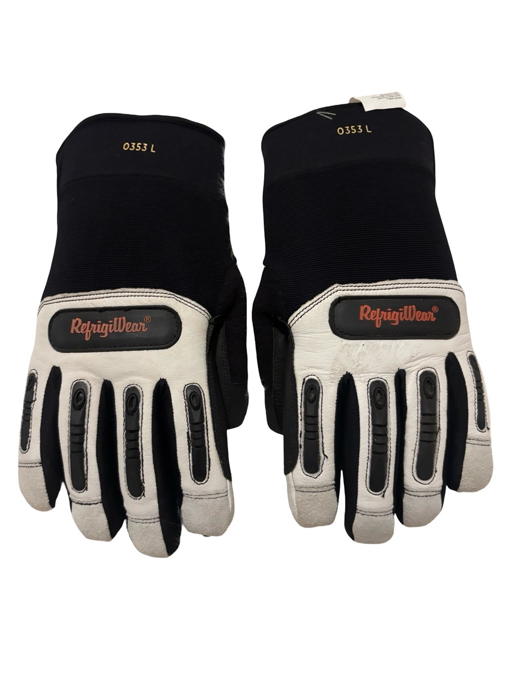 Refrigiwear Ergo Leather Insulated Black & White Work Safety Gloves Large